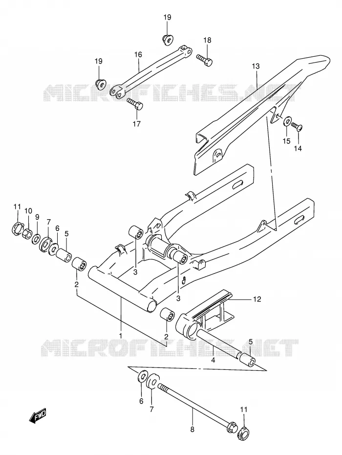 BRAS OSCILLANT ARRIERE Suzuki MOTO 500 GS-E 2002  GS500K2(E2)