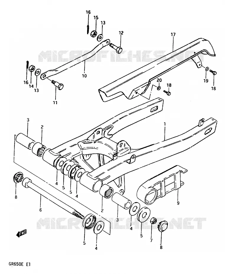 BRAS OSCILLANT ARRIERE Suzuki MOTO 650 TEMPTER 1983  GR650D(D/E)