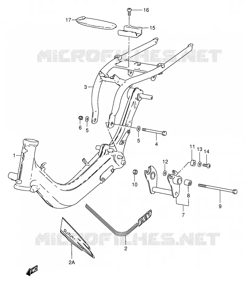 CADRE (MODELE K/L/P) Suzuki SCOOTER 50 FZ 1999  FZ50X(E1)