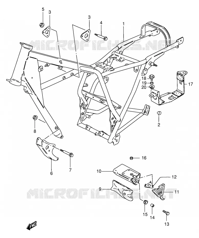 CADRE (MODELE T/V/W) Suzuki MOTO 250 GN 2000  GN250EY(E2)