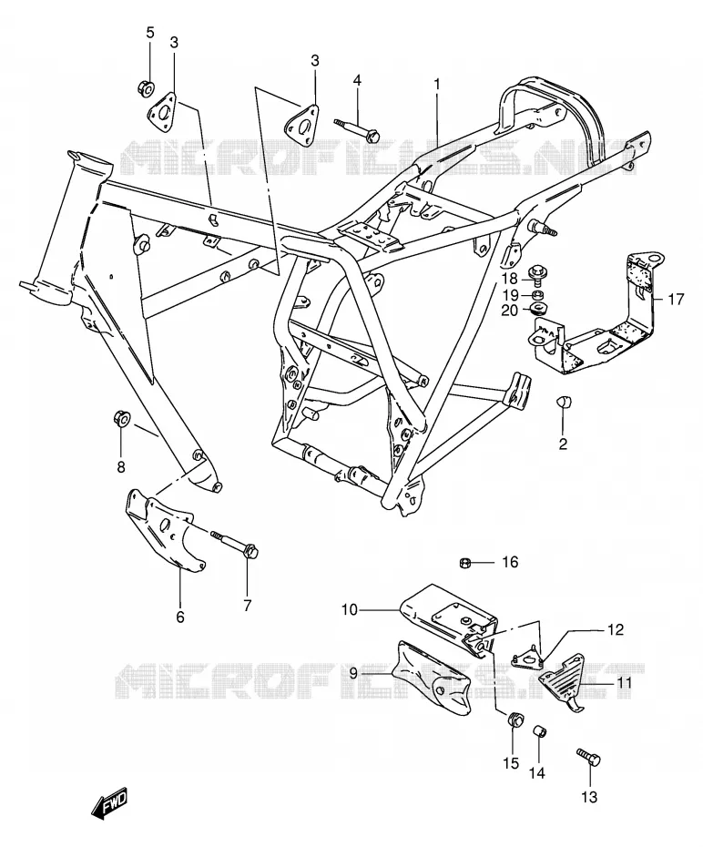 CADRE (MODELE Y) Suzuki MOTO 250 GN 2001  GN250EK1(E2)