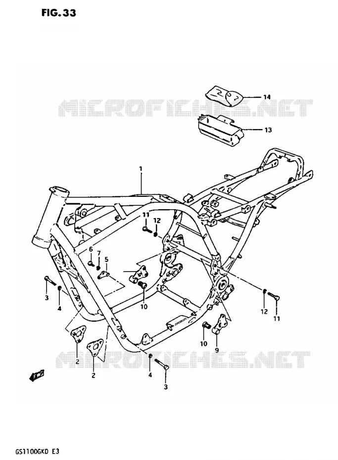 CADRE Suzuki MOTO 1100 GS-G 1982  GS1100GK2(Z/2/D)