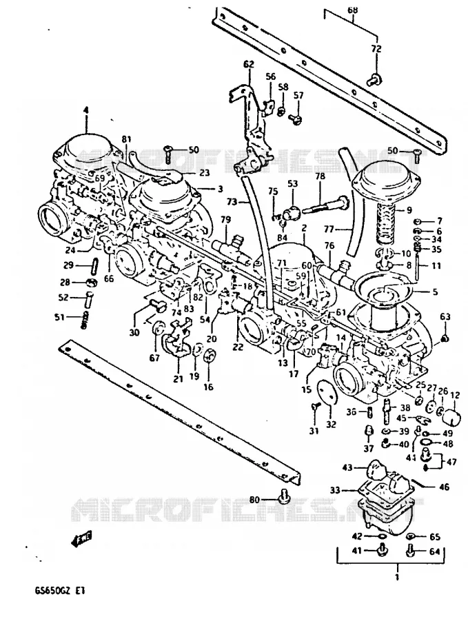 CARBURATEUR (MODELE X) Suzuki MOTO 650 GS 1982  GS650GZ(X/Z)