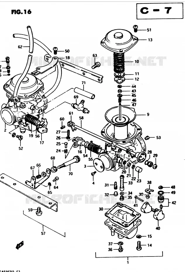 CARBURATEUR (MODELE Z) Suzuki MOTO 450 GS 1982  GS4502(2/Z/D)