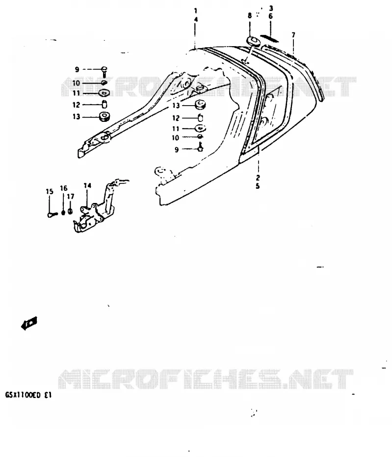 CARENAGE ARRIERE - CAPOT DE SELLE (GSX1100ESD) Suzuki MOTO 1100 GSX 1982  GSX1100Z(Z/D)