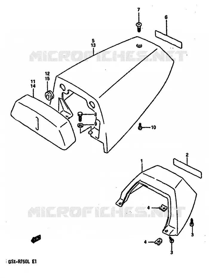 CARENAGE ARRIERE - CAPOT DE SELLE (MODELE L) Suzuki MOTO 750 GSX-R 1990  GSX-R750L(J/K/L)