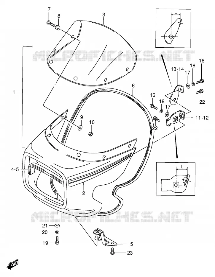 CARENAGE TETE DE FOURCHE (GS125ESF/ESK/ESL) Suzuki MOTO 125 GS 1982  GS125ESZ(E1)