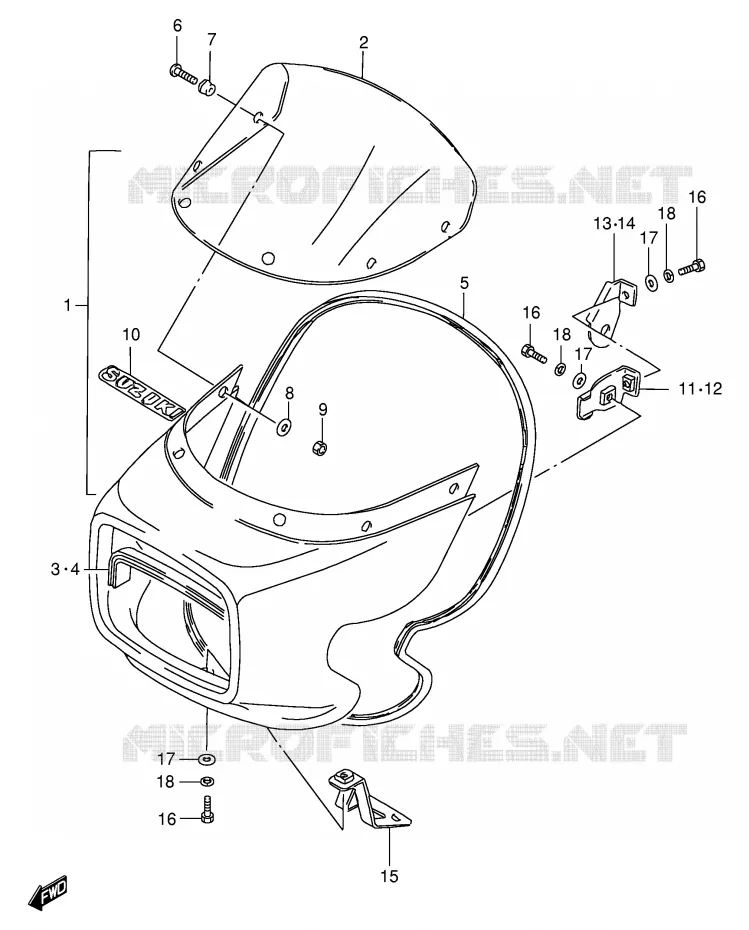 CARENAGE TETE DE FOURCHE (GS125ESZ) Suzuki MOTO 125 GS 1982  GS125EZ(E1)
