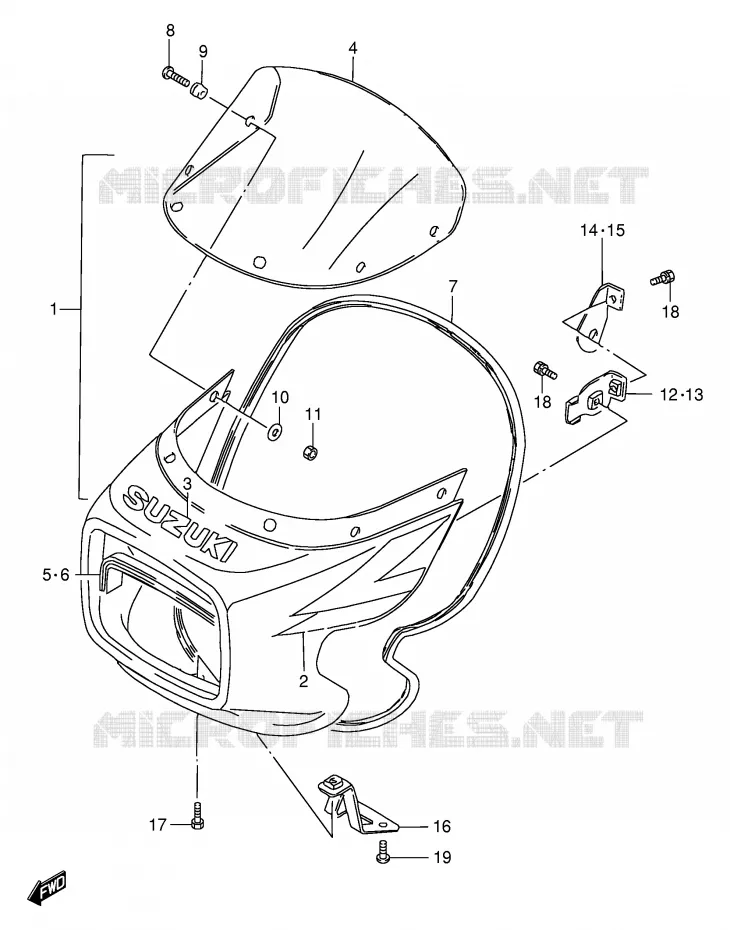 CARENAGE TETE DE FOURCHE (GS125SR/ESR P37) Suzuki MOTO 125 GS 1982  GS125EZ(E1)