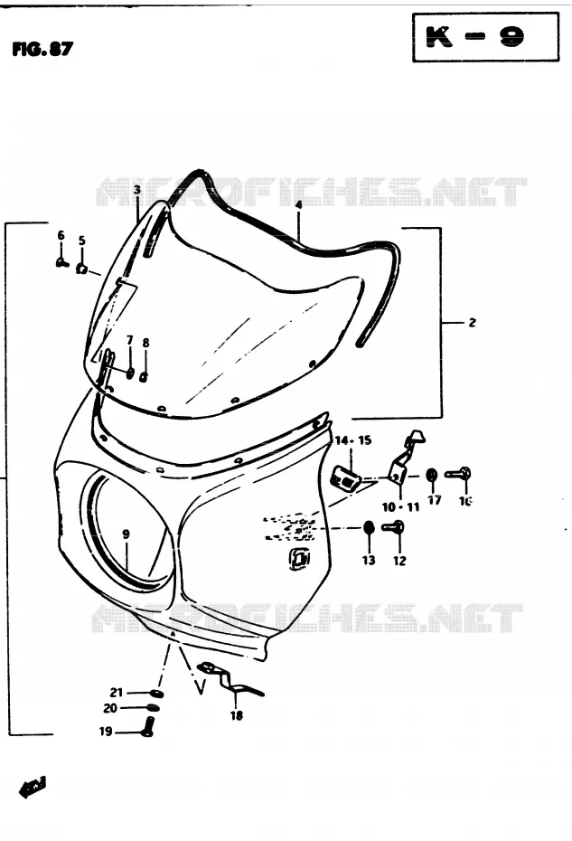 CARENAGE TETE DE FOURCHE (GS450SZ E6, E24, E34, E39) Suzuki MOTO 450 GS-S 1982  GS450SZ(2/Z/D)