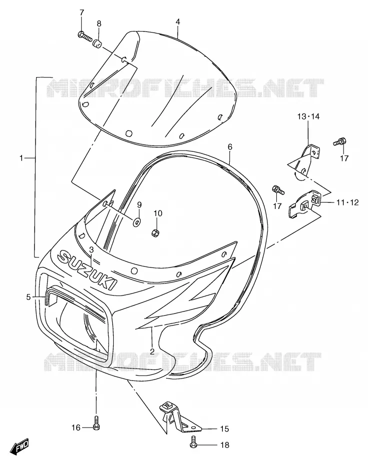 CARENAGE TETE DE FOURCHE (MODELE X) Suzuki MOTO 125 GS 2000  GS125SY(E71)