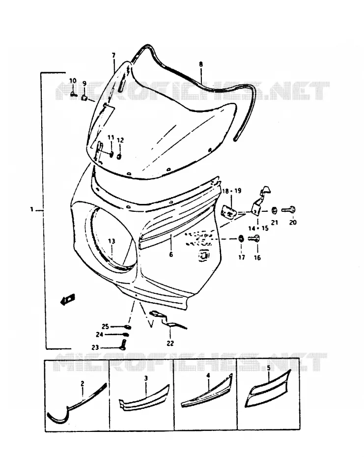CARENAGE TETE DE FOURCHE Suzuki MOTO 450 GS-S 1987  GS450SH(E/F/G/H/J)