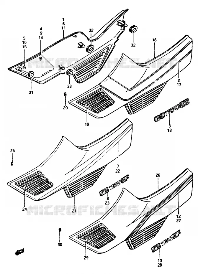 CARENAGES ARRIERE  (GS1150ESF/EFF/EFG) Suzuki MOTO 1150 GS 1985  GS1150EFF(E/F/G)