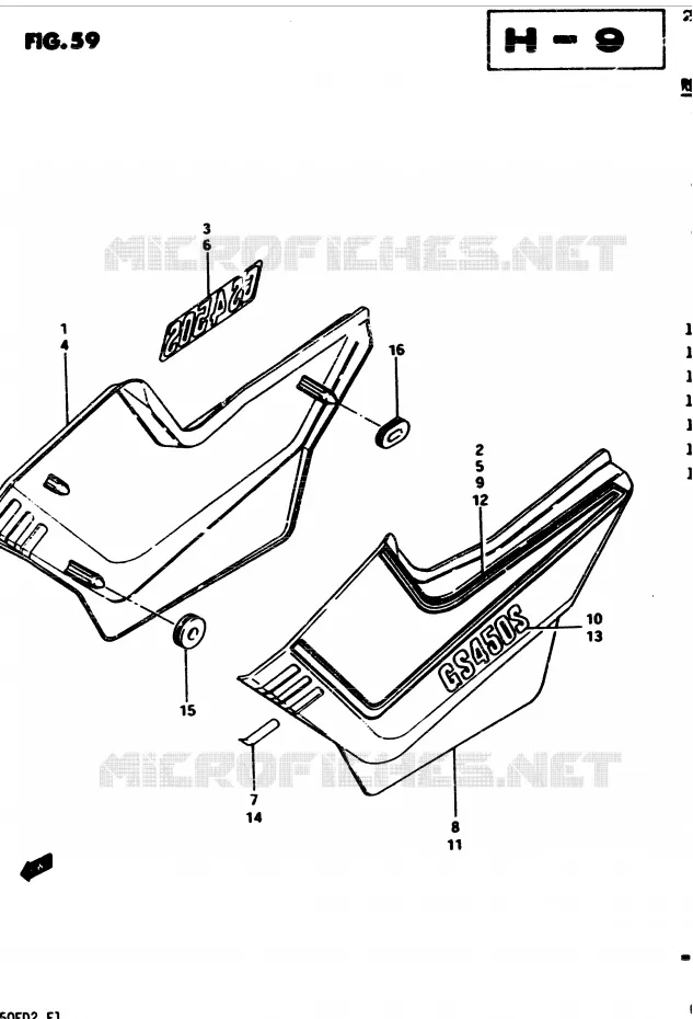 CARENAGES ARRIERE  (GS450SD E6, E15, E24, E34) Suzuki MOTO 450 GS-S 1983  GS450SD(2/Z/D)