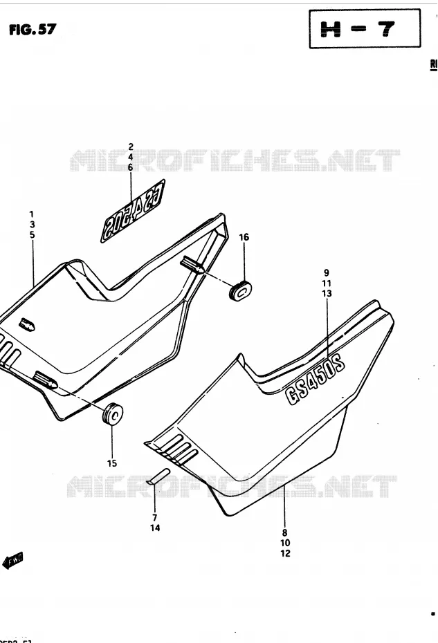 CARENAGES ARRIERE  (GS450SZ E6, E24, E34, E39) Suzuki MOTO 450 GS 1982  GS450Z(2/Z/D)