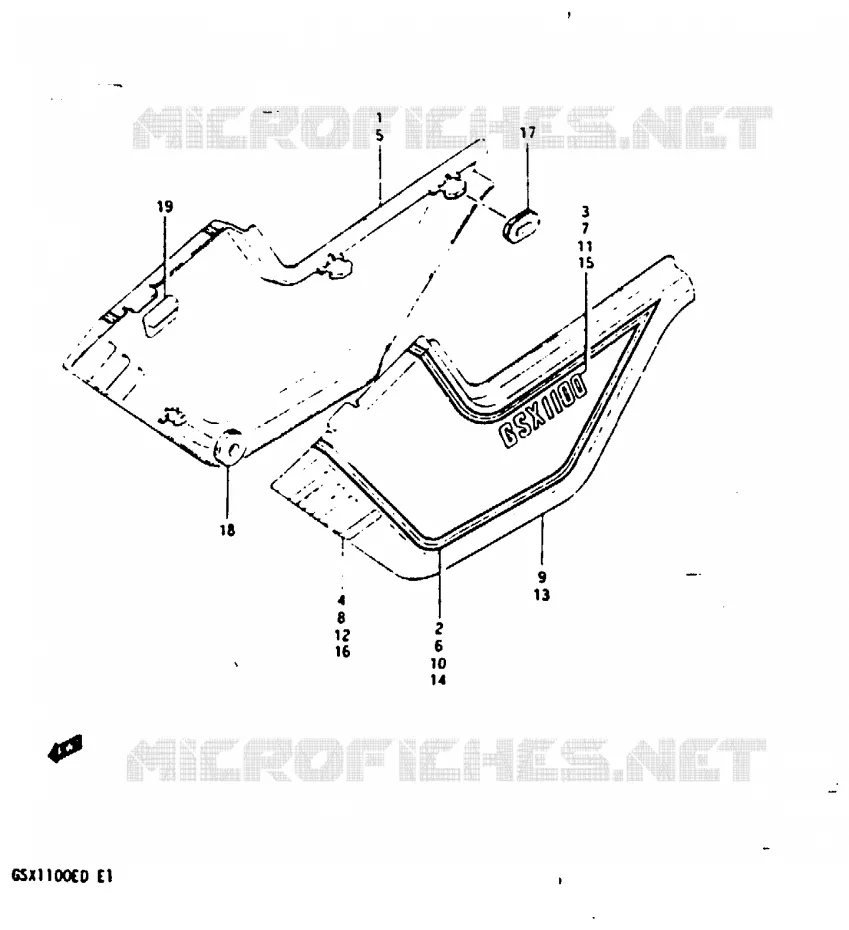 CARENAGES ARRIERE  (GSX1100D) Suzuki MOTO 1100 GSX-E 1982  GSX1100EZ(Z/D)