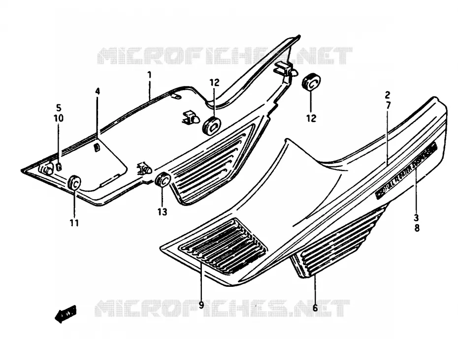 CARENAGES ARRIERE  (GSX1100EFE E2) Suzuki MOTO 1150 GS 1985  GS1150EFF(E/F/G)