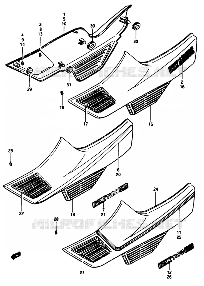 CARENAGES ARRIERE  (GSX1100ESE/ESF/ESG) Suzuki MOTO 1100 GSX-E 1985  GSX1100ESF(E/F/G)