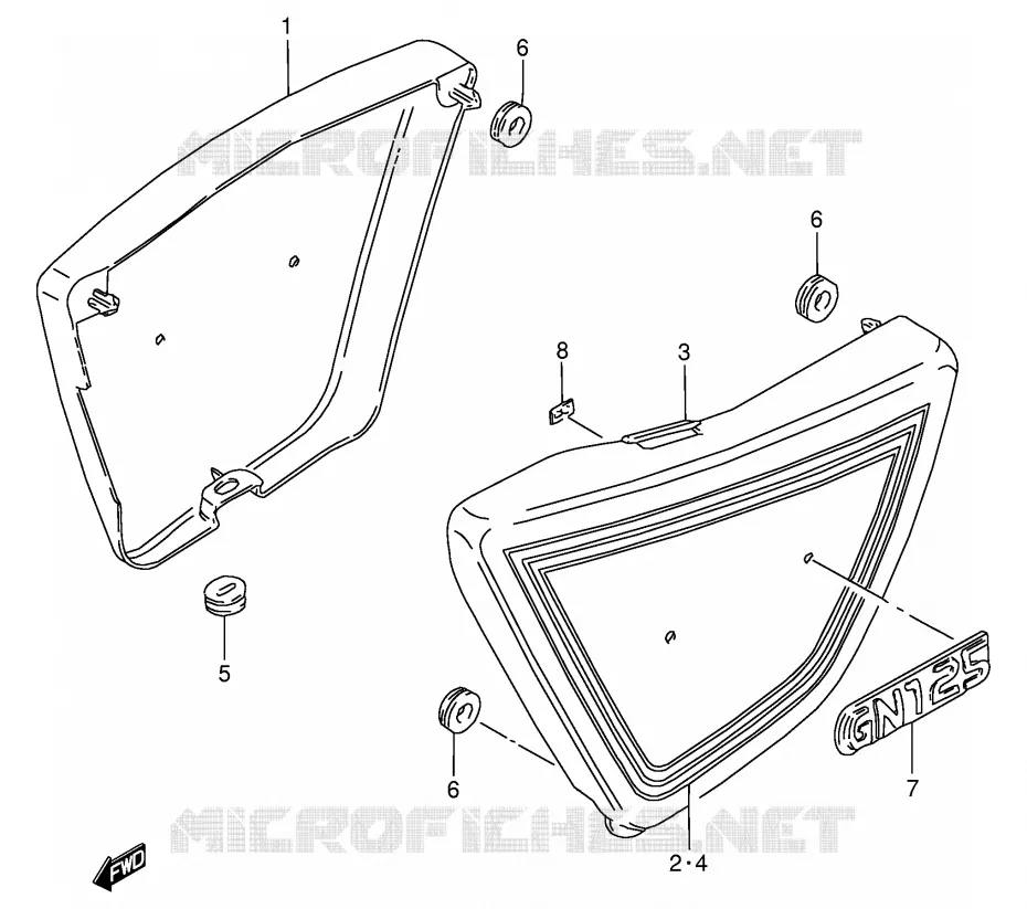 CARENAGES ARRIERE  (MODELE D/K/M/N/R) Suzuki MOTO 125 GN 1991  GN125M(E1)