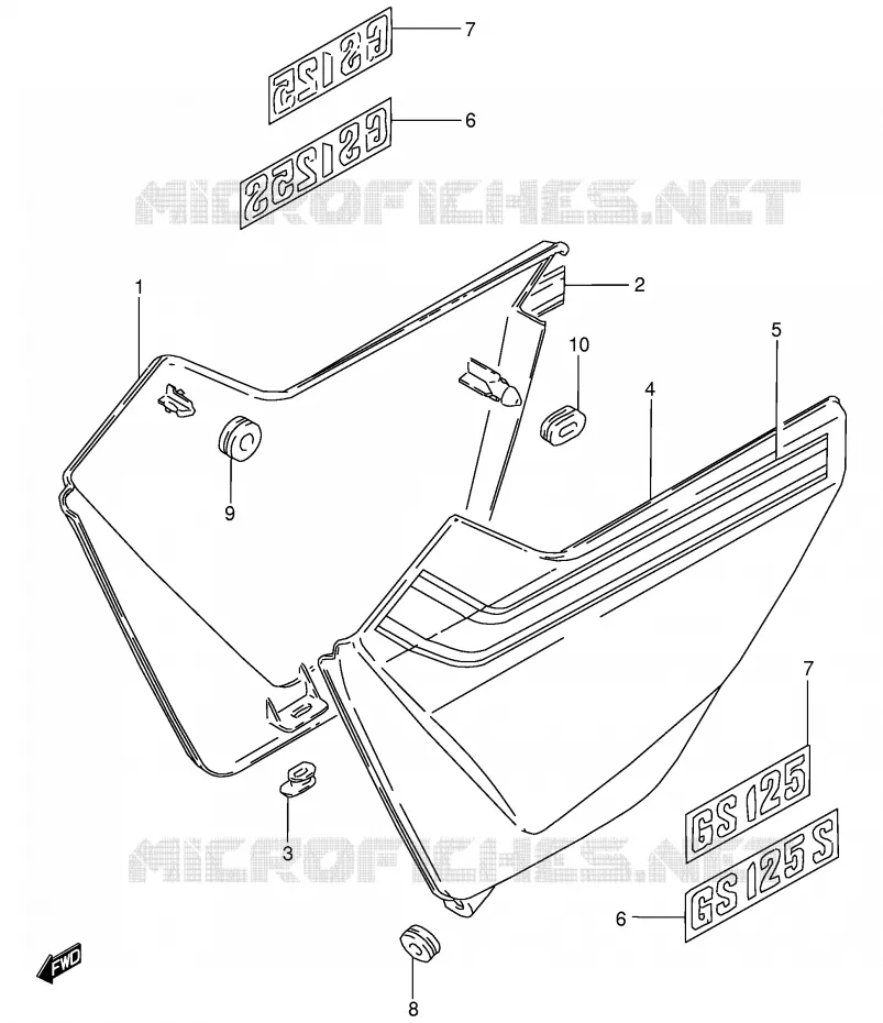 CARENAGES ARRIERE  (MODELE D) Suzuki MOTO 125 GS 1982  GS125ESZ(E1)