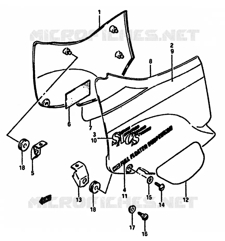 CARENAGES ARRIERE  (MODELE F/G) Suzuki MOTO 750 GSX-R 1986  GSX-750G(F/G/H) E34