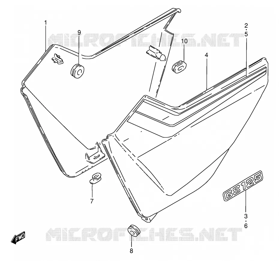 CARENAGES ARRIERE  (MODELE F/K/L) Suzuki MOTO 125 GS 1982  GS125Z(E1)