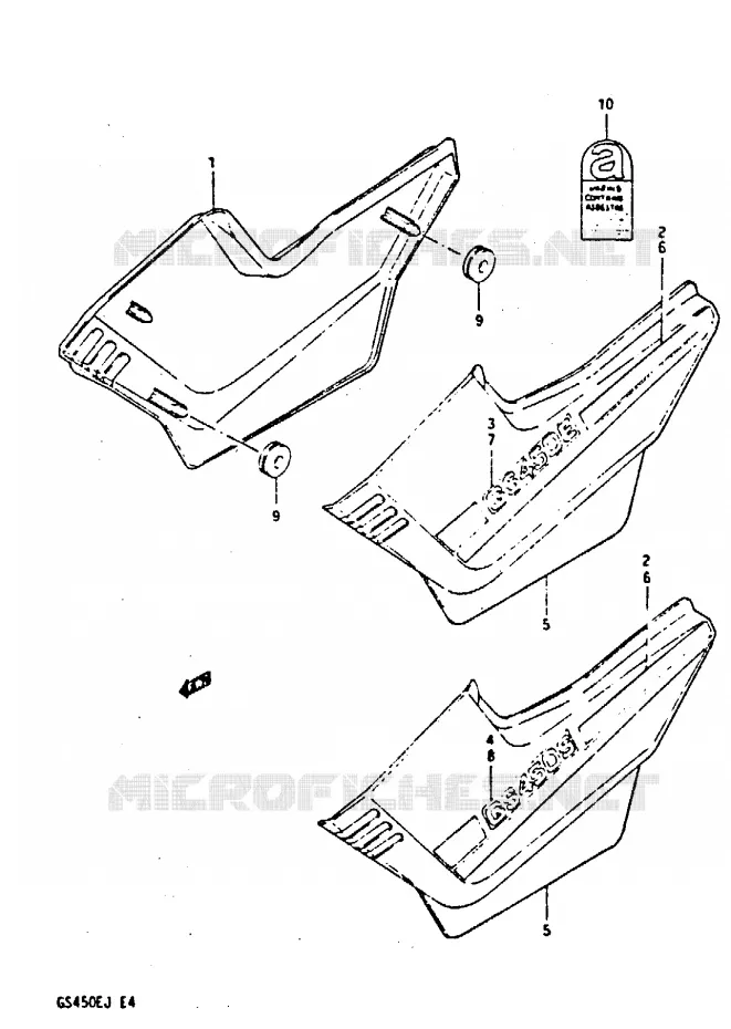 CARENAGES ARRIERE  (MODELE J) Suzuki MOTO 450 GS-E 1984  GS450EE(E/F/G/H/J)