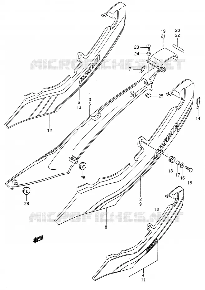 CARENAGES ARRIERE  (MODELE K/L/M) Suzuki MOTO 500 GS-E 1992  GS500EN(E28)