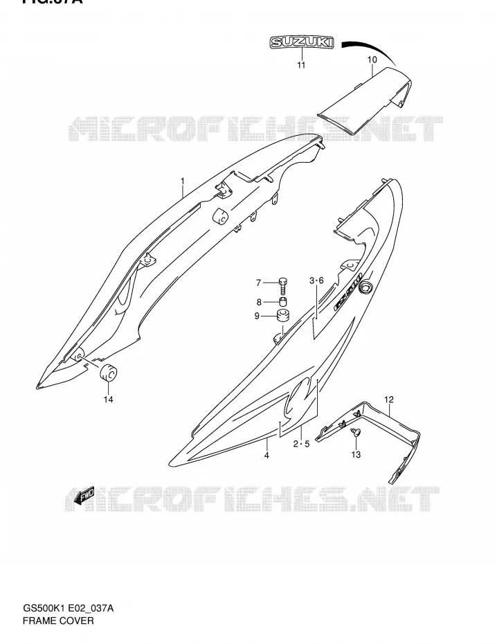CARENAGES ARRIERE  (MODELE K2) Suzuki MOTO 500 GS-E 2002  GS500K2(E2)