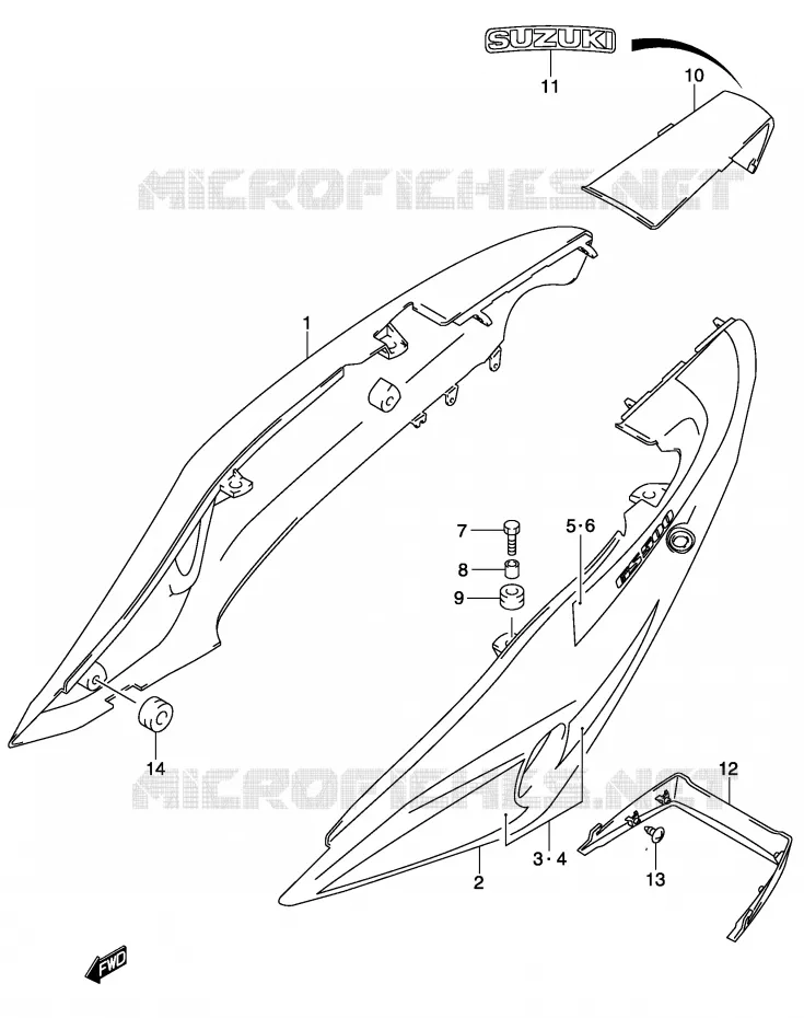 CARENAGES ARRIERE  (MODELE K3) Suzuki MOTO 500 GS-E 2004  GS500K4(P19)