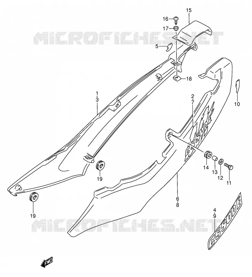 CARENAGES ARRIERE  (MODELE R/S/T) Suzuki MOTO 500 GS-E 1994  GS500ER(E2)