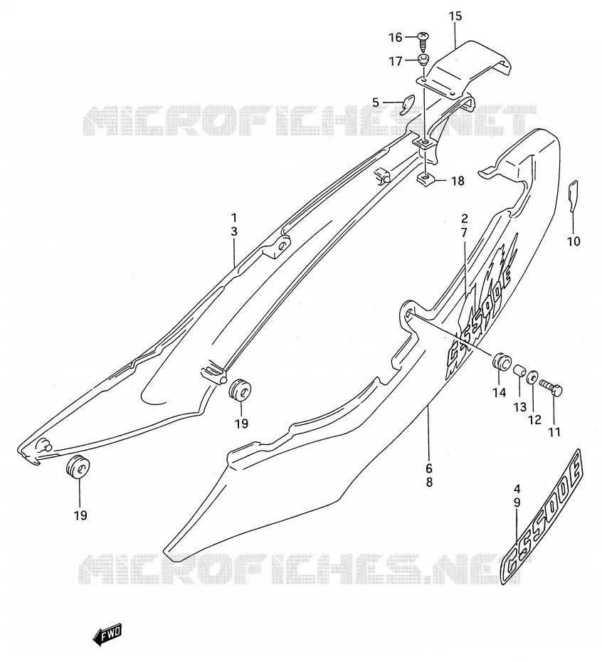 CARENAGES ARRIERE  (MODELE R/S/T) Suzuki MOTO 500 GS-E 1994  GS500ER(E28)