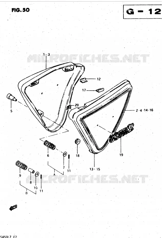 CARENAGES ARRIERE  (MODELE T) Suzuki MOTO 450 GS-L 1982  GS450LZ(E2)