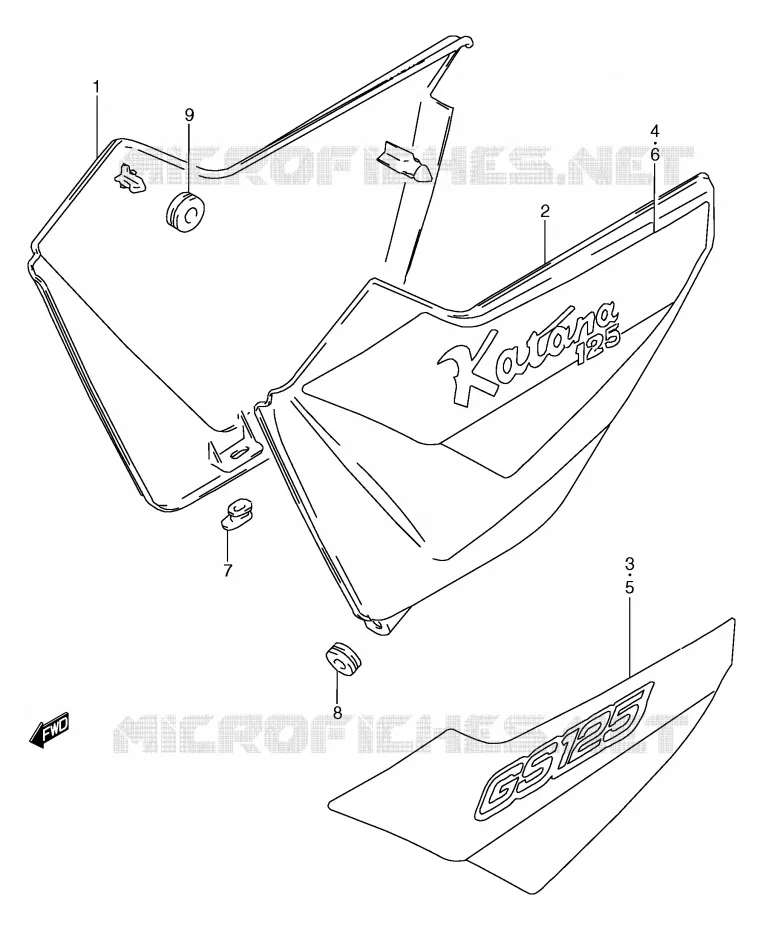CARENAGES ARRIERE  (MODELE X) Suzuki MOTO 125 GS 2000  GS125ESY(E71)