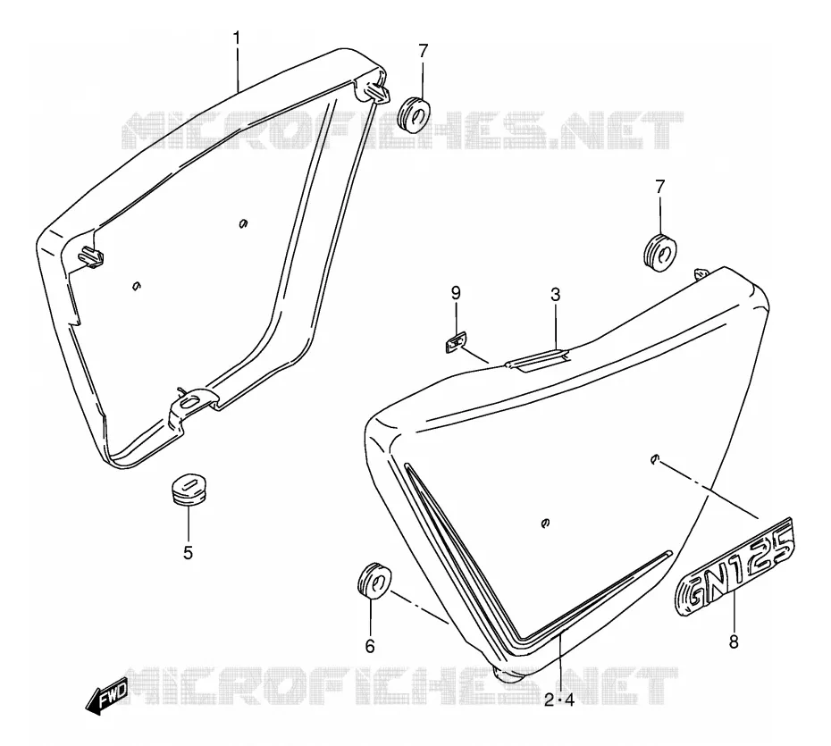 CARENAGES ARRIERE  (MODELE Z) Suzuki MOTO 125 GN 1982  GN125Z(E1)