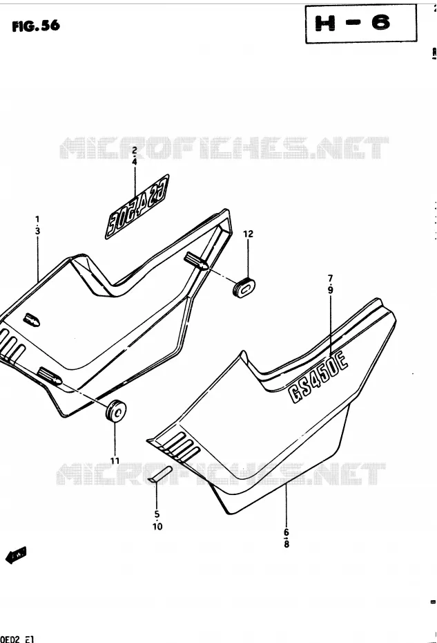 CARENAGES ARRIERE  (MODELE Z) Suzuki MOTO 450 GS 1982  GS450Z(2/Z/D)