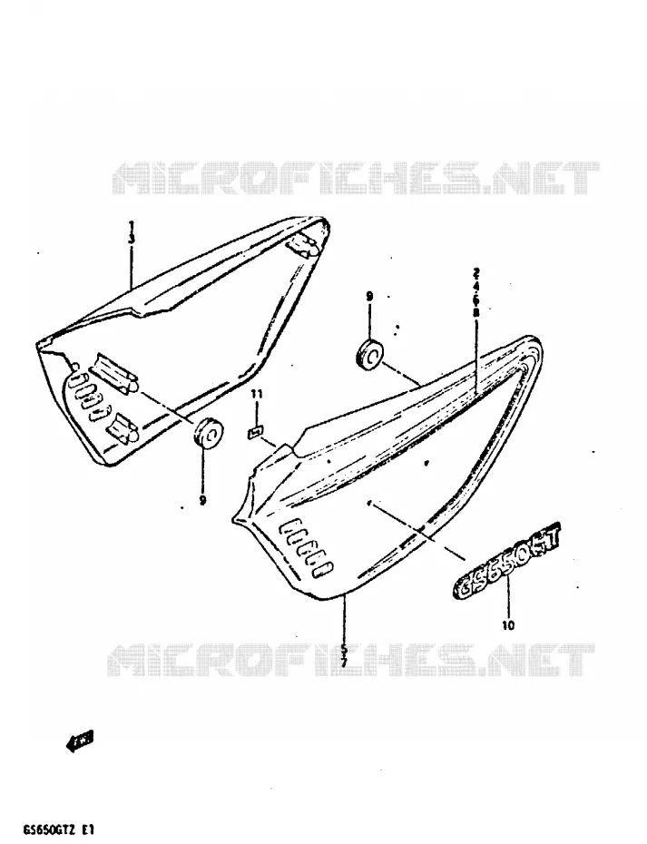 CARENAGES ARRIERE  (MODELE Z) Suzuki MOTO 650 GS 1982  GS650GTZ(X/Z)