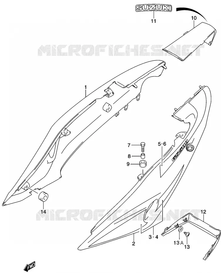 CARENAGES ARRIERE Suzuki MOTO 500 GS-E 2003  GS500K3(P19)