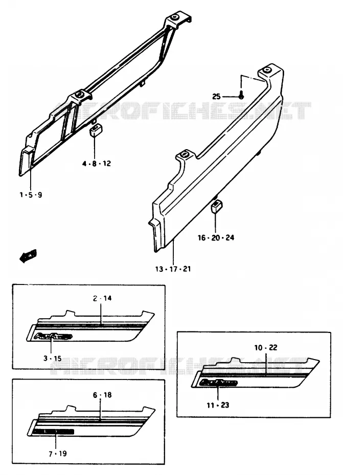 CARENAGES LATERAUX (MODELE G) Suzuki MOTO 1100 GSX-E 1985  GSX1100ESF(E/F/G)