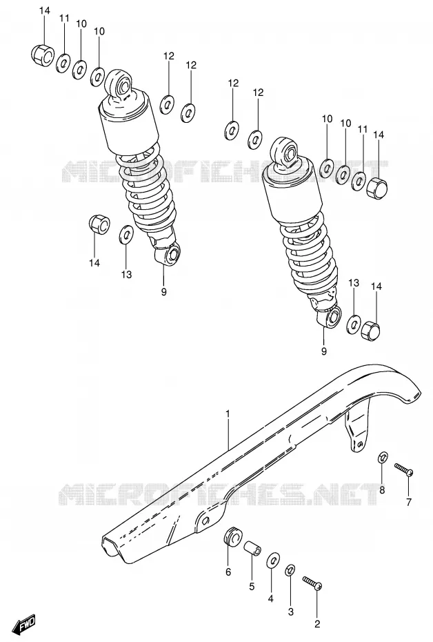 CARTER DE CHAINE - AMORTISSEUR ARRIERE Suzuki MOTO 250 GN 1985  GN250F(E2)