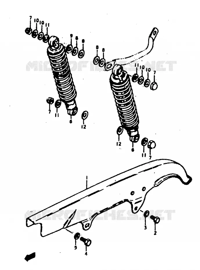 CARTER DE CHAINE - AMORTISSEUR ARRIERE Suzuki MOTO 400 GS 1978  GS400C(C/N)