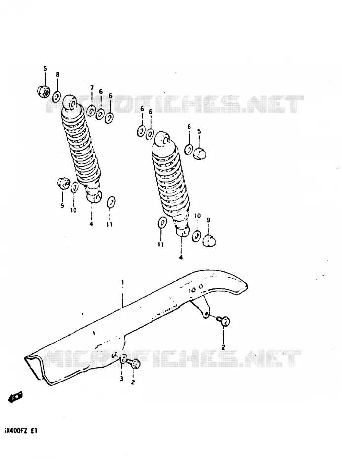 CARTER DE CHAINE - AMORTISSEUR ARRIERE Suzuki MOTO 400 GSX 1982  GSX400FZ(X/Z)