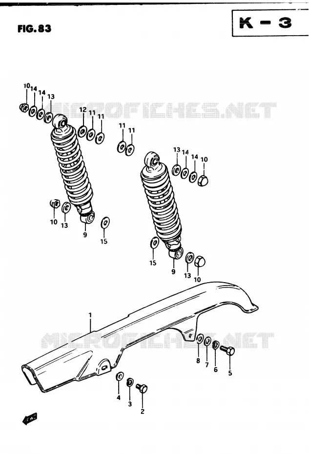 CARTER DE CHAINE - AMORTISSEUR ARRIERE Suzuki MOTO 450 GS 1982  GS450Z(2/Z/D)