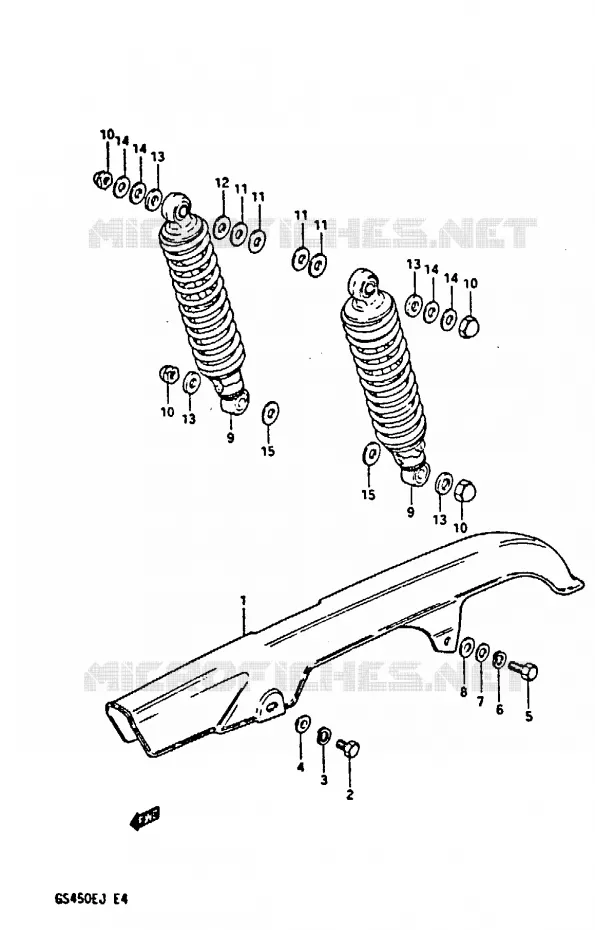CARTER DE CHAINE - AMORTISSEUR ARRIERE Suzuki MOTO 450 GS-S 1985  GS450SF(E/F/G/H/J)