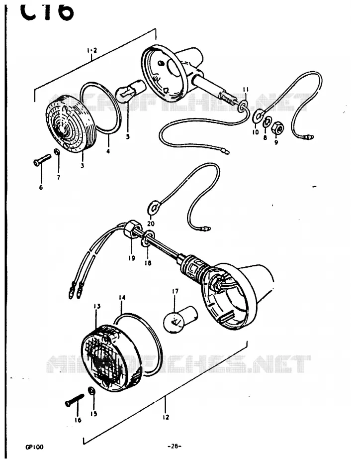 CLIGNOTANTS (E14) Suzuki MOTO 100 GP 1978  GP100UC(C/N)