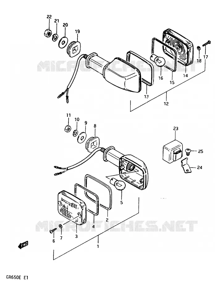 CLIGNOTANTS (E16,E18,E25,E26.E39) Suzuki MOTO 650 TEMPTER 1983  GR650XD(D/E)