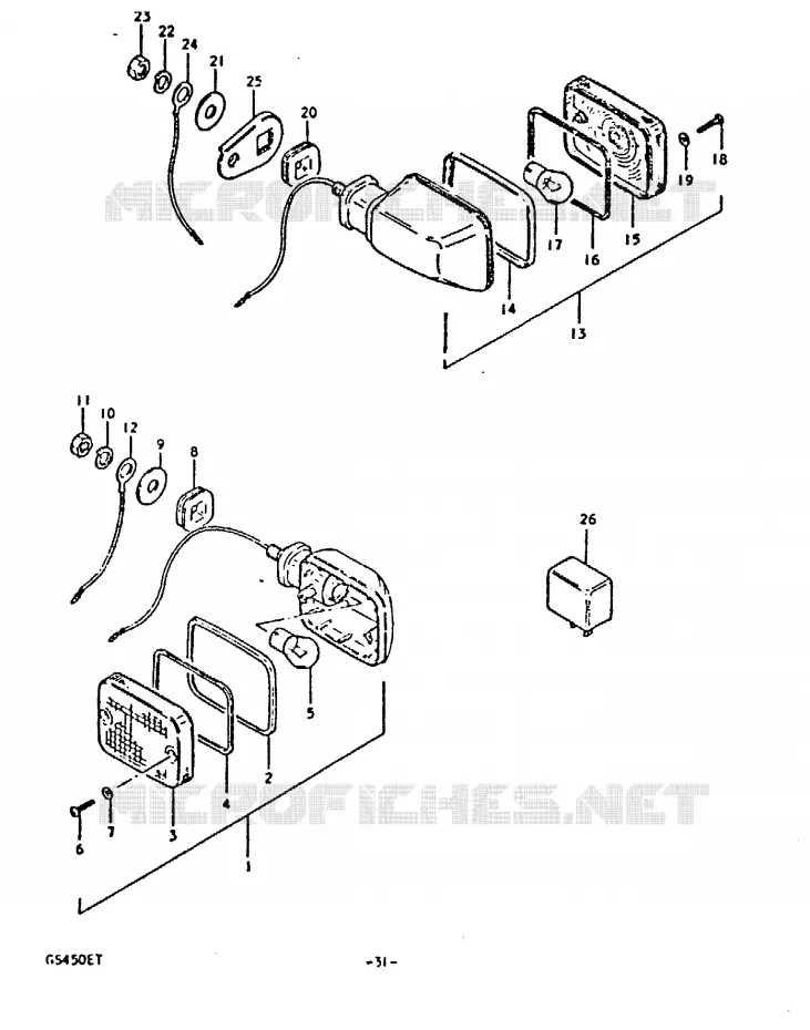 CLIGNOTANTS (E18, E26) Suzuki MOTO 450 GS 1996  GS450T(T)