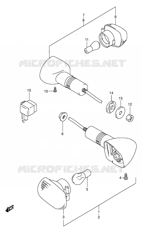 CLIGNOTANTS (E24) Suzuki MOTO 500 GS-E 2001  GS500HUK1(E2)