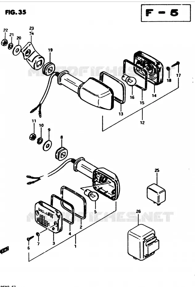 CLIGNOTANTS (E25, E39) Suzuki MOTO 450 GS 1983  GS450D(2/Z/D)