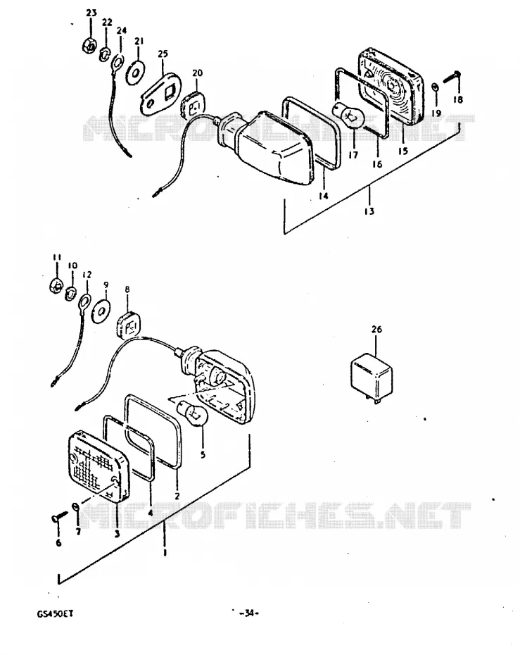 CLIGNOTANTS (E25) Suzuki MOTO 450 GS 1996  GS450T(T)